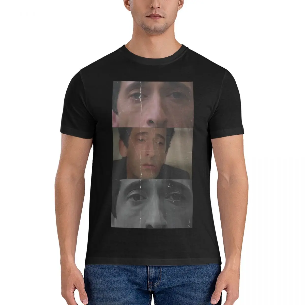 Adrien Brody T Shirt for Men Cotton Vintage T-Shirts O Neck Detachment Tee Shirt Short Sleeve Tops New Arrival