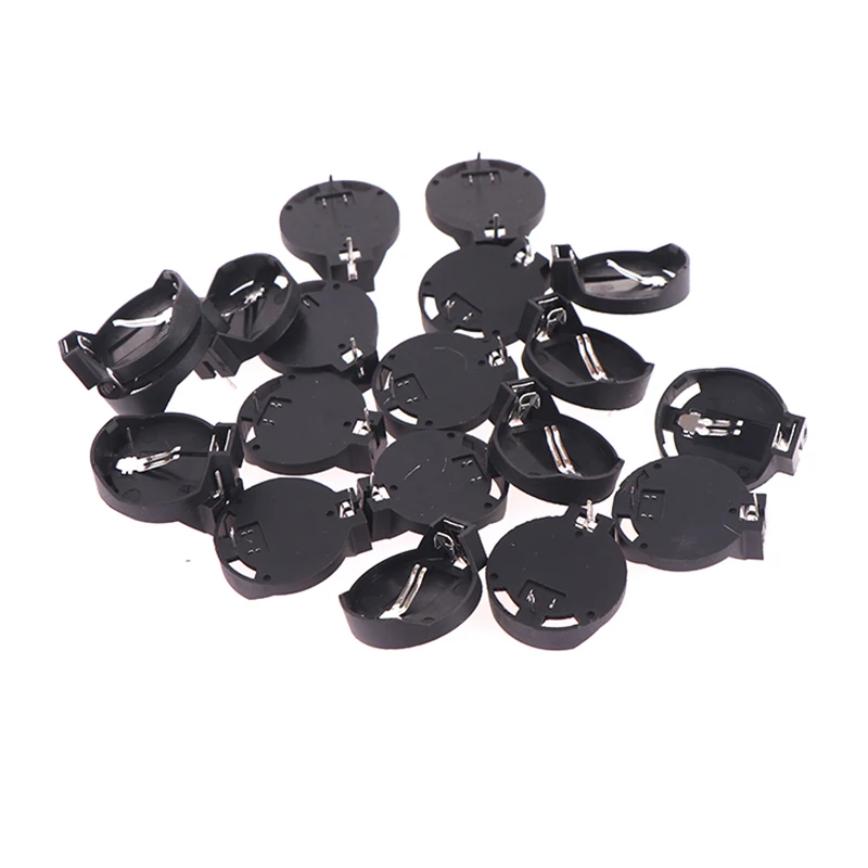 20pcs CR2032 Battery Holder Coin Cell Holder Box Case Socket Cr2032 With 2 Pins 3V Black Mounting Lead Need Solder