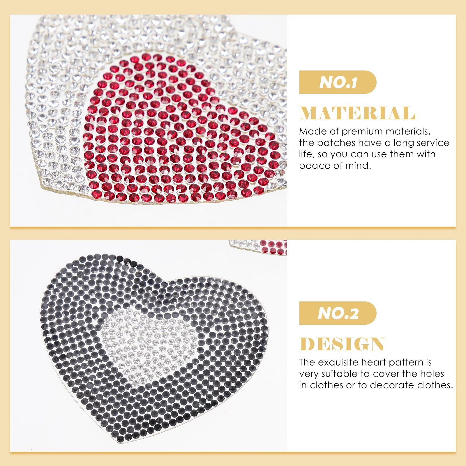 

8pcs Crystal Rhinestone Heart Patches For Jeans Bags Hats Diy Clothing Repair Decorative Appliques Multi-Function Clothes