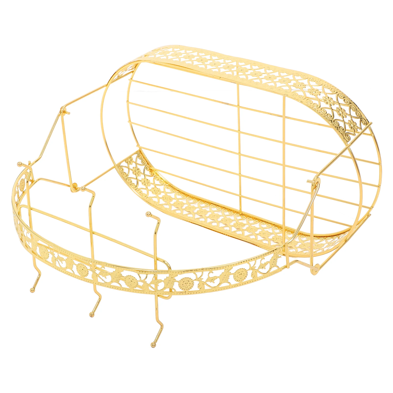 

Gold Plated Cup Rack Wrought Iron Mug Holder With Storage Basket For Kitchen Coffee Cups Organizer Flat Back Design