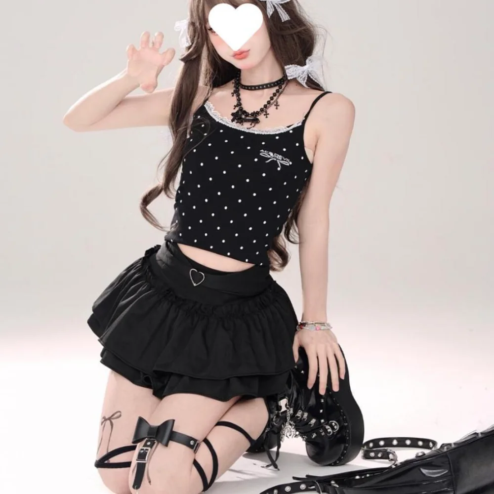 Y2K Ruches A-lijn Rok Hoge Taille Roze Mini Geplooide Rokken Zoete Stijl Zwarte Bubble Rok Dames