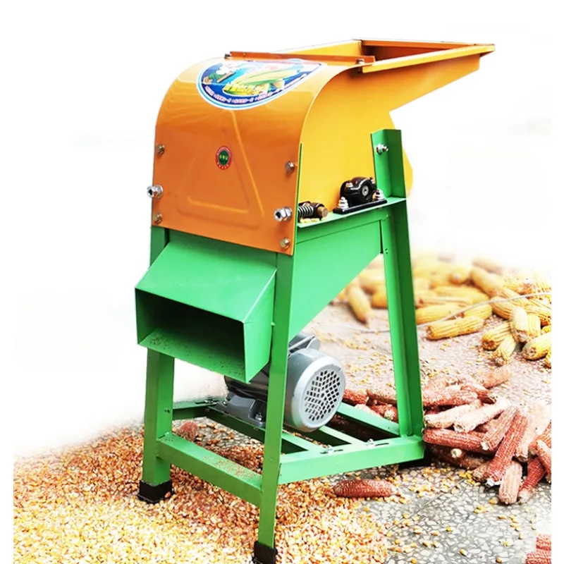 Electric household small fully automatic crushing corn threshing machine