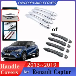 For Renault Captur Samsung QM3 2013~2019 2015 J87 MK2 Car Door Handles Covers Exterior Scratch Protective Decor Car Accessories