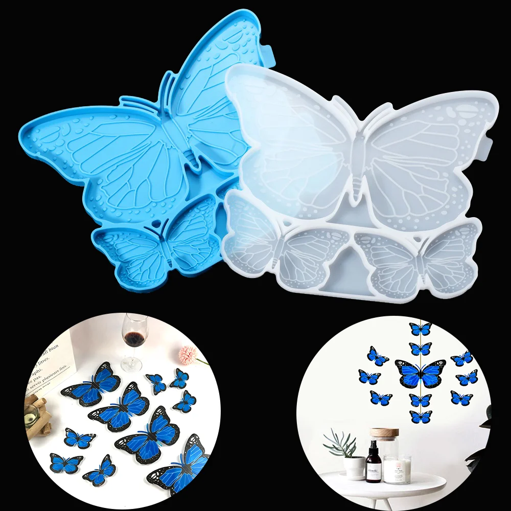 DIY Butterfly Shape Keychain Casting Epoxy Resin Silicone Mold Handmade Crafts Jewellery Pendant Making Tool Wall Decoration