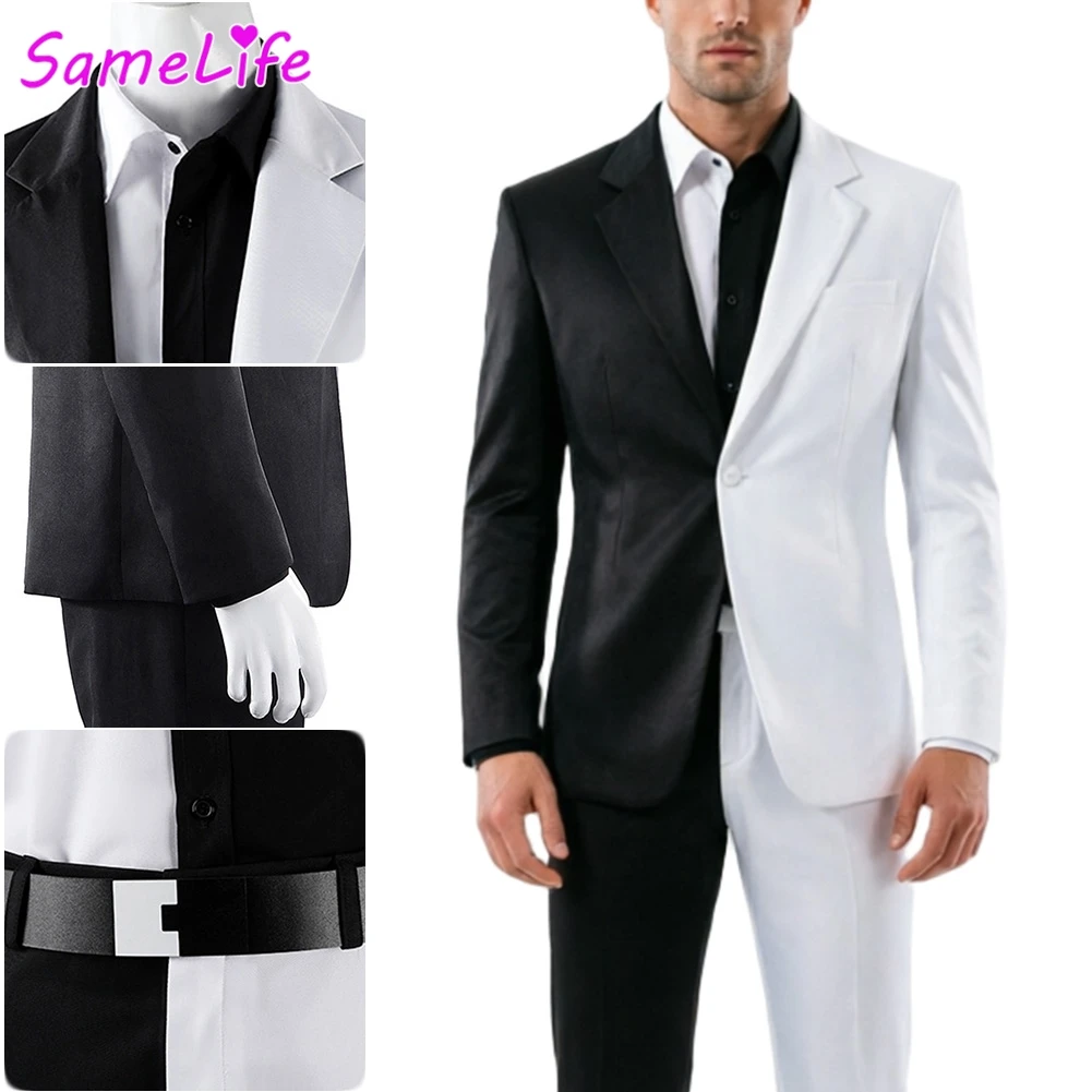 Movie Super Villain Two Face Cosplay Fantasy Clothing Men Costume Disguise Halloween Adult Male Roleplay Fantasia Party Outfits
