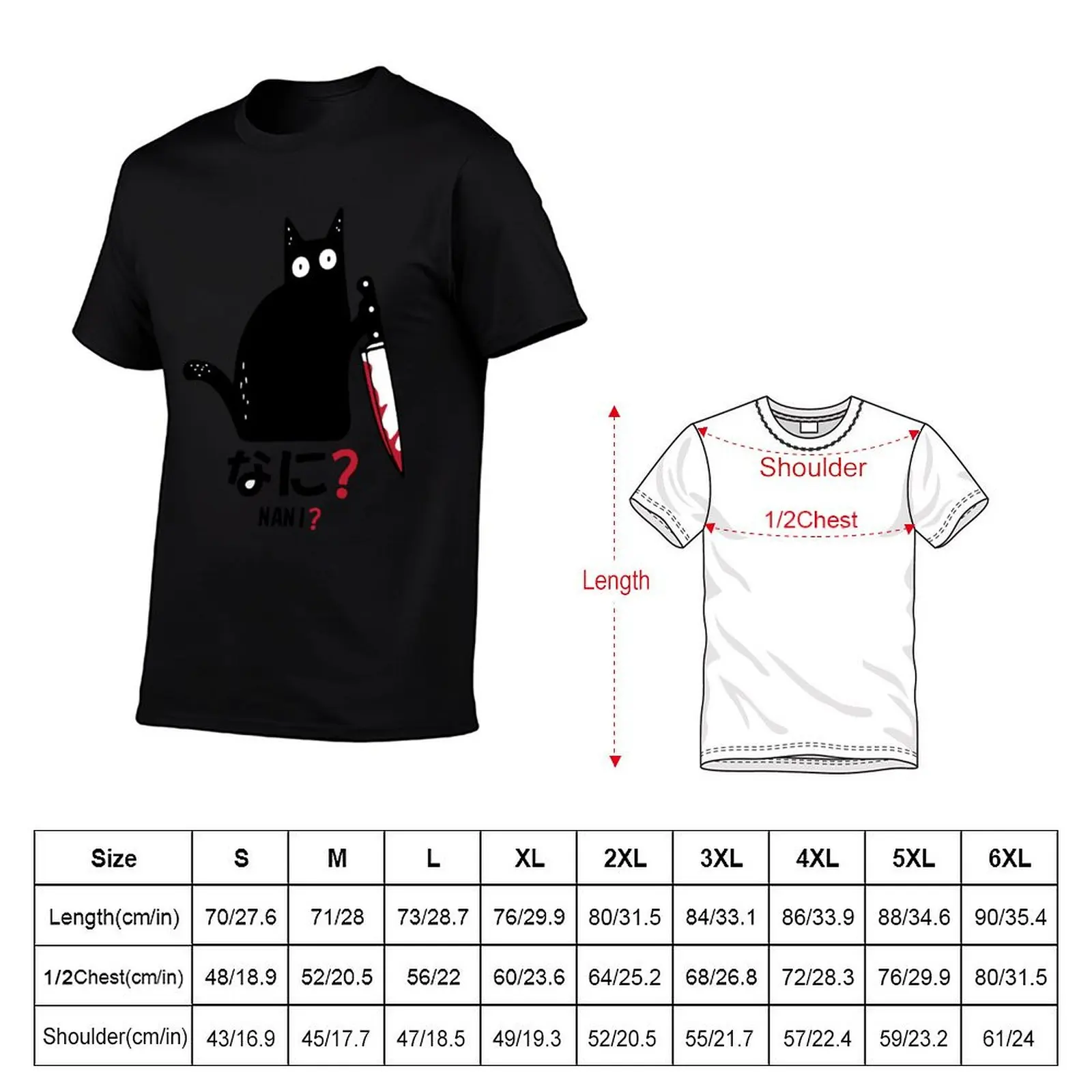 Pretty Cat nani black cat with knife T-ShirtT-Shirt Aesthetic clothing graphics summer tops mens funny t shirts