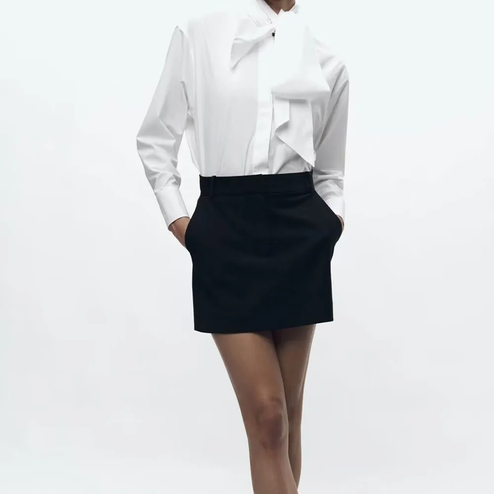 2024ZAR * Spring/Summer Fashion Hot Selling New Pure White Slim Fit Bow Decoration Poplin Shirt