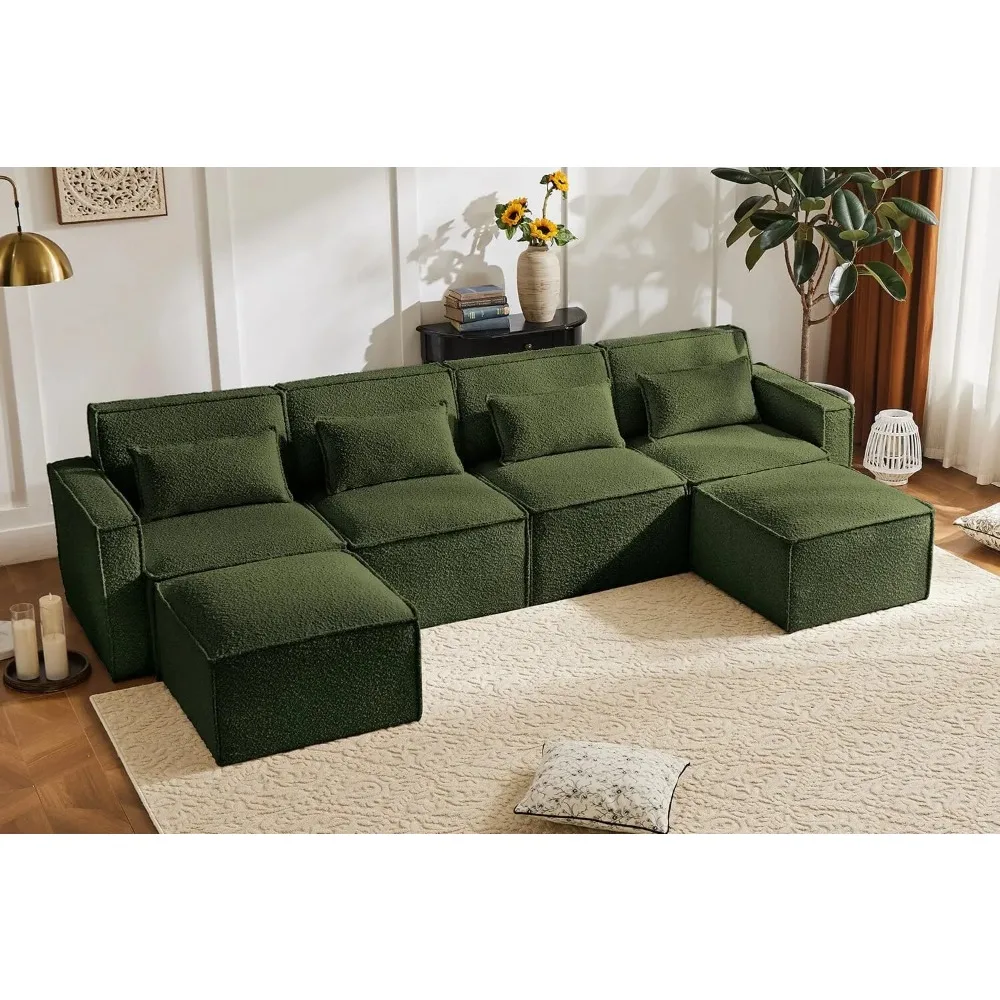 Luxury Modular Sectional Sofa for Home, Apartment, Dorm, Bonus Room, Compact Spaces w/Reversible Chaise Lounge,with & Ottoman