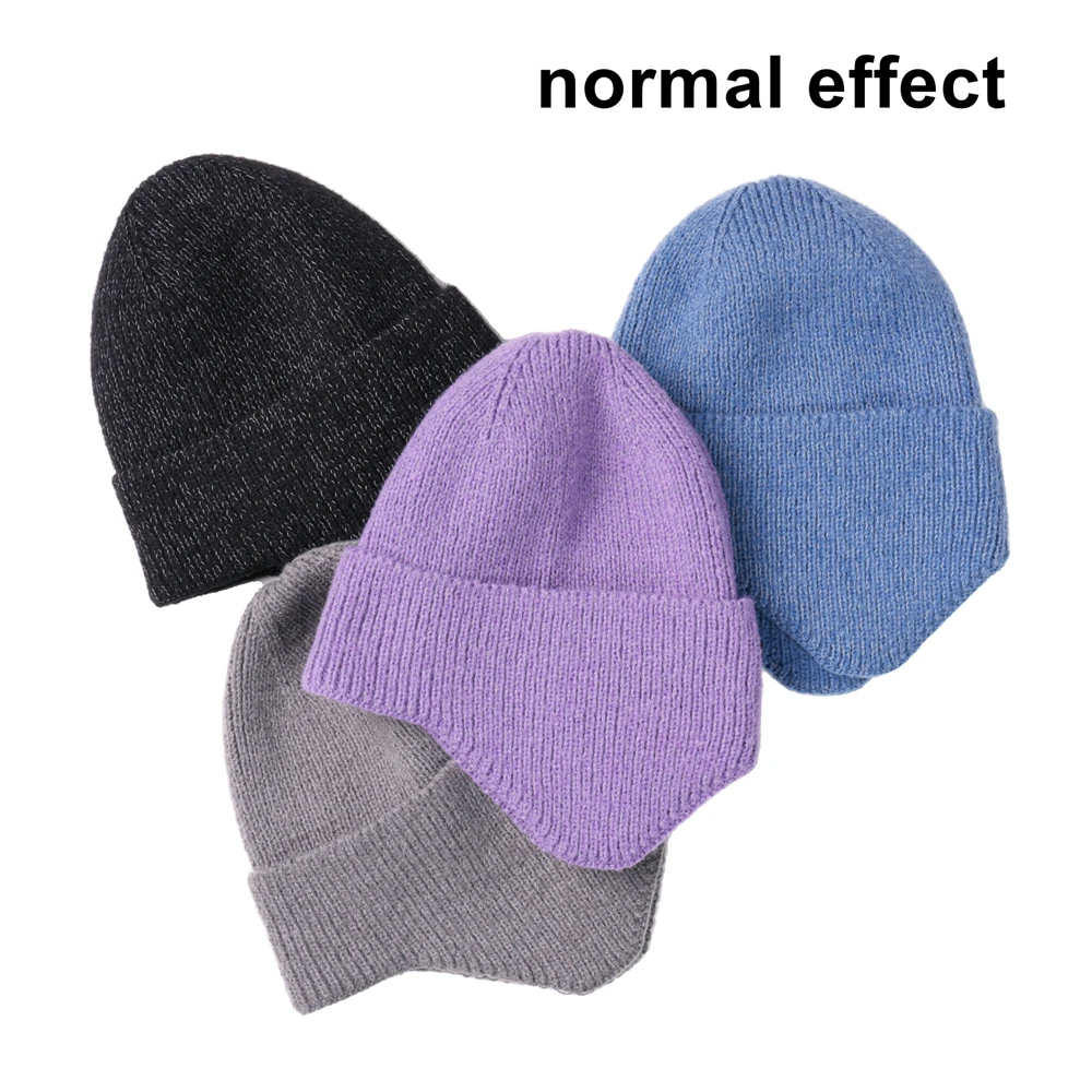 2025 Women Men Reflective Earflap Hats Winter Thicken Warm Beanies Caps Outdoor Windproof Knitted Hat for Night Running Walking