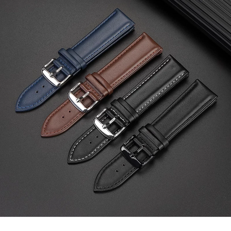 20mm 22mm Cowhide Watchband For Casio EDIFICE EFV540 EFS-S500 EFR-303 EFR-552 Genuine leather strap men Folding buckle Bracelet