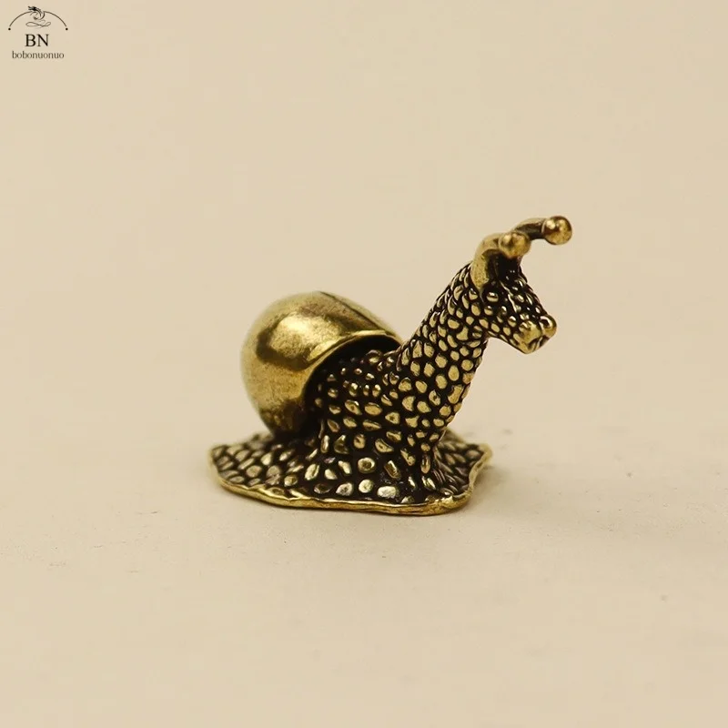 Solid Brass Animal Snail Figurines Miniatures Tea Pet Crafts Collection Desktop Small Ornament Home Decoration Accessories Gifts