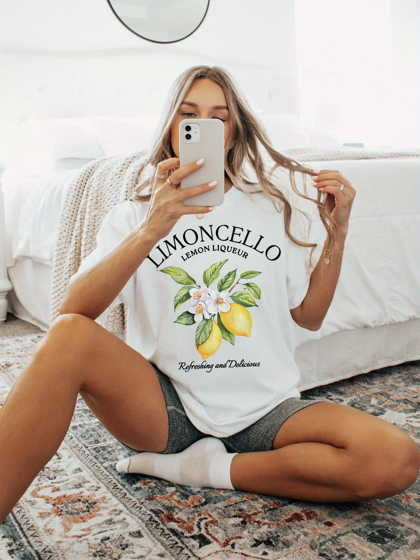 Lemon Letter Print T-Shirt Kurzarm Rundhals ausschnitt Casual Top für Sommer Frauen Kawaii Streetwear Grafik T-Shirts Vintage Obst Shirt