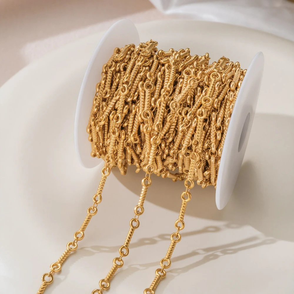 1 Meter Edelstahl Bambusknoten Goldfarben Handgefertigte Ketten für DIY Halsketten Armbänder Schmuckherstellung Zubehör Bastelbedarf – Detail 2