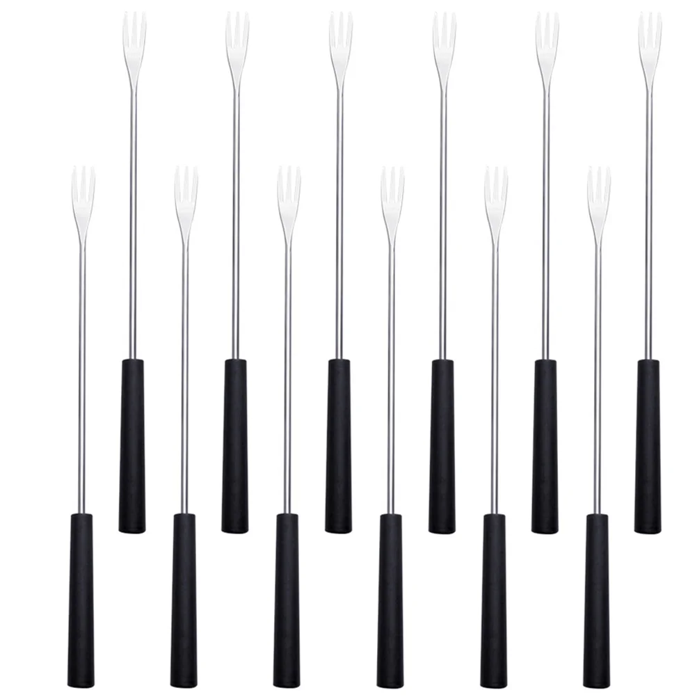 

12 Pcs Chocolate Fondue Fork Kitchen Tool Stainless Steel Forks Fruit Exquisite Household Grill Handle Dipping
