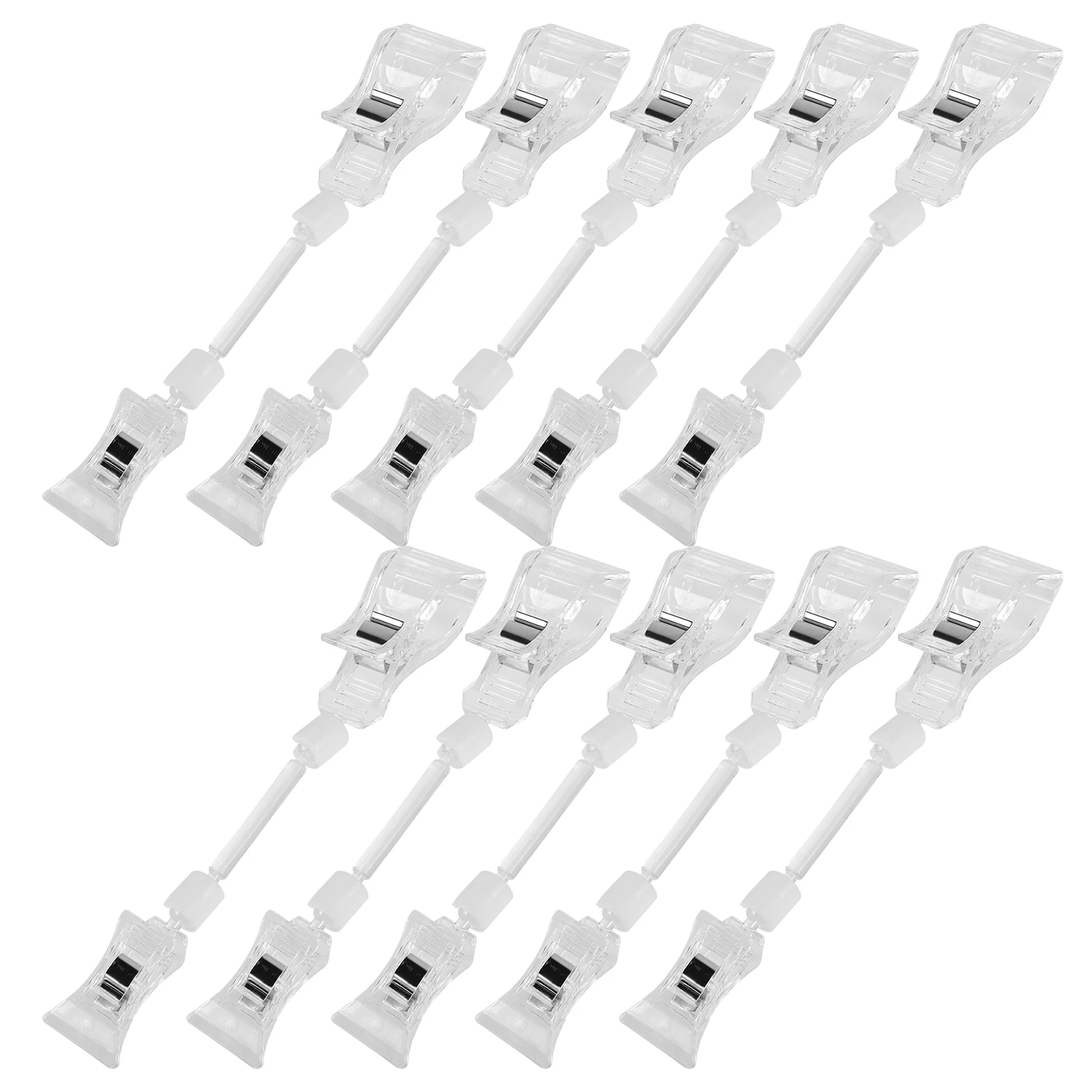 

10pcs Clips Plastic Retail Signs Display Rack Mounting Clothing Display Sign Holder Double Head Clips Poster Clothing