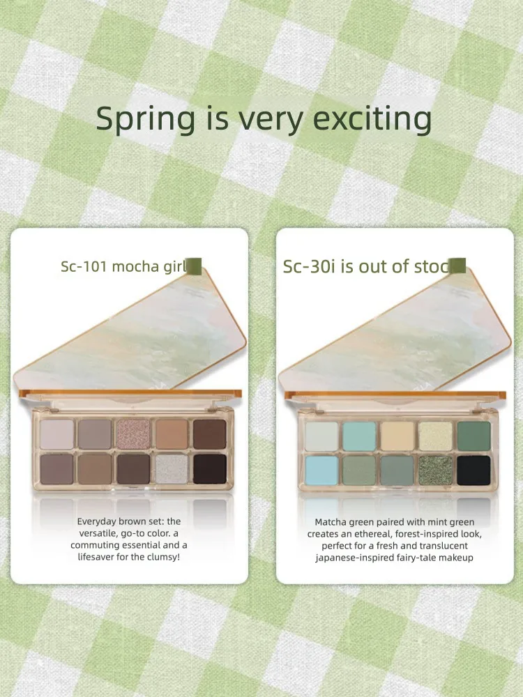 Sitiya Spring Ten colori Ombretto a bassa saturazione Fine Shimmer Blu Rosa Tavolozza completa Toni terrestri convenienti