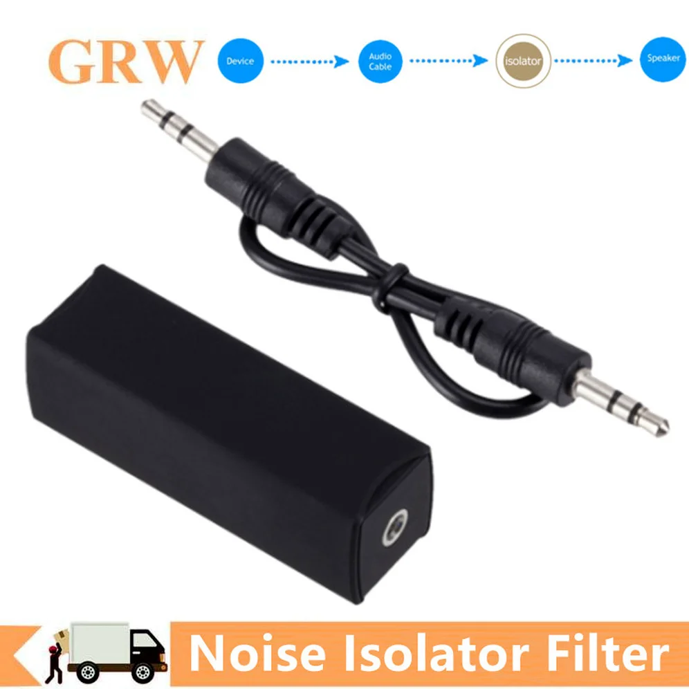 Grwibeou Audio Noise Filter Ground Loop Noise Isolator 3.5mm Aux Speaker Line Eliminate for Car Stereo Audio System Home Stereo