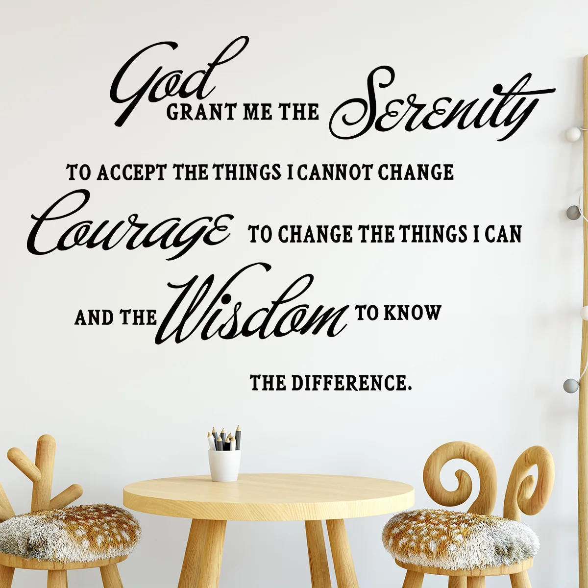 God Grant Me The Serenity Prayer Bible Art Inspirational Quote Vinyl Wall Stickers for Living Room Bedroom Classroom Home Decor