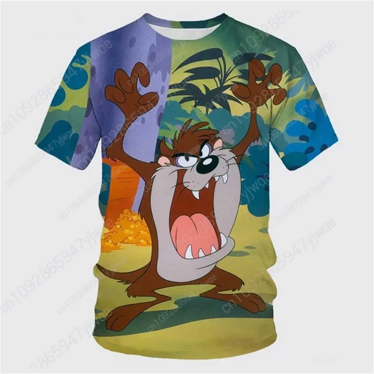 تسمانيا الشيطان الكرتون المطبوعة تي شيرت الأطفال ملابس رياضية جديدة تي شيرتات قصيرة الاكمام عيد الميلاد تأثيري الملابس الكبار تي شيرت