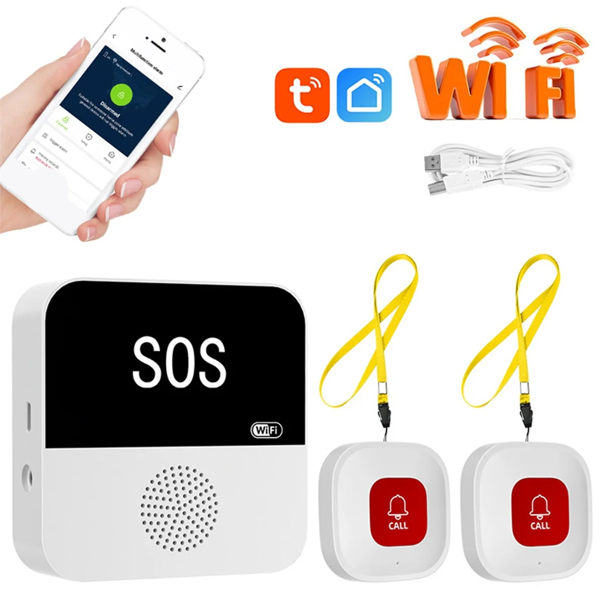 

Беспроводной Wi-Fi пейджер для пожилых людей, кнопка вызова SOS, медицинская система оповещения SOS для пожилых пациентов, пожилых людей