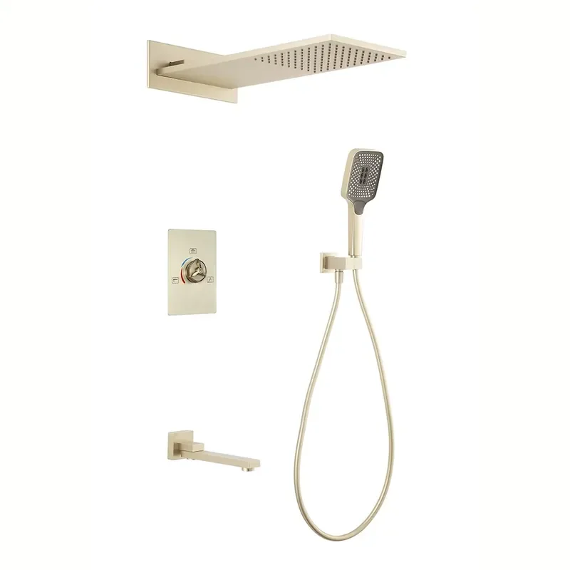 Cross Border Concealed Shower Embedded Shower Set Wall Mounted Hot/Cold Mixing Valve Stainless Steel Shower Head Massage