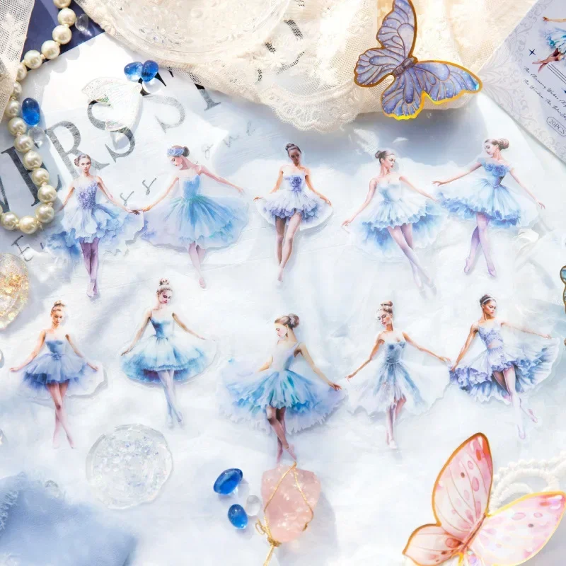 10Sheets PET Sticker Ballet Waltz Handbook Material ance Steps Palace Collage Primer Supplies Note Decoration 156*89mm