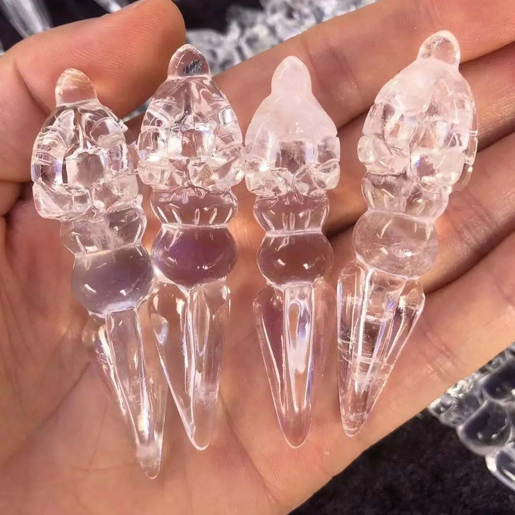 New Natural Clear Crystal Pendant Cross King Kong Pestle Pout Bell Axe Magic Pestle Magic Necklace for men and women pend - view 4