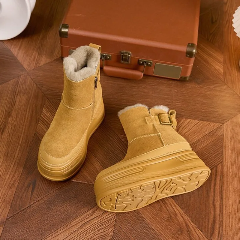 Winter Womens Boots Thicken Plush Warm Snow Boots Fashion Thick Soled Platform Boots Winter High-top Cotton Shoes Botas Feminina