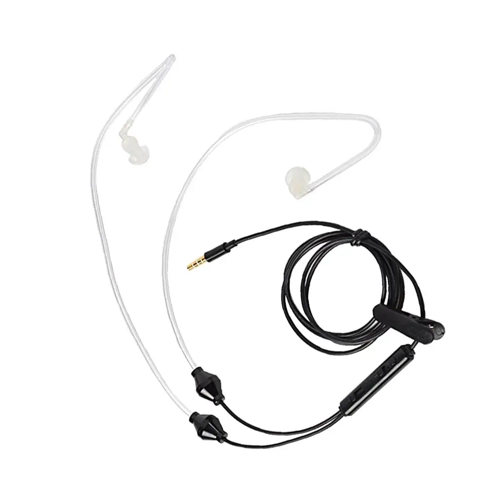 3.5Mm Stereo Luchtbuis Bedrade Oortelefoon Anti-Straling Binaurale Headsets Geluidsisolerende Oordopjes Met Microfoon Voor Mobiele Telefoon