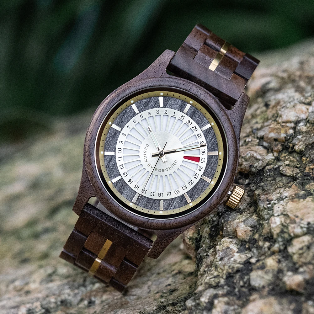 BOBO BIRD Men's Watches | Wooden Watch | Unique Design | Date Display | Custom Logo Available | Dropshipping Supported