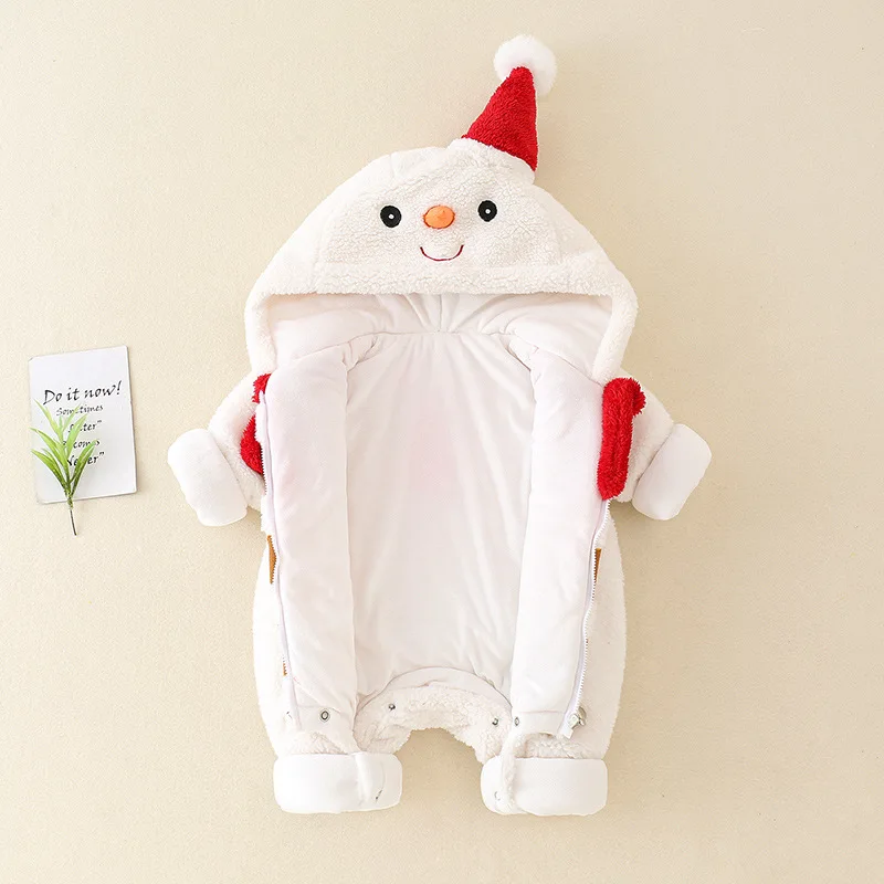 Baby Winter Fleece Thickened Onesie Girl baby Cute Shape Hooded Climbing Suit Ha-clothes Out Cotton-padded Jacket