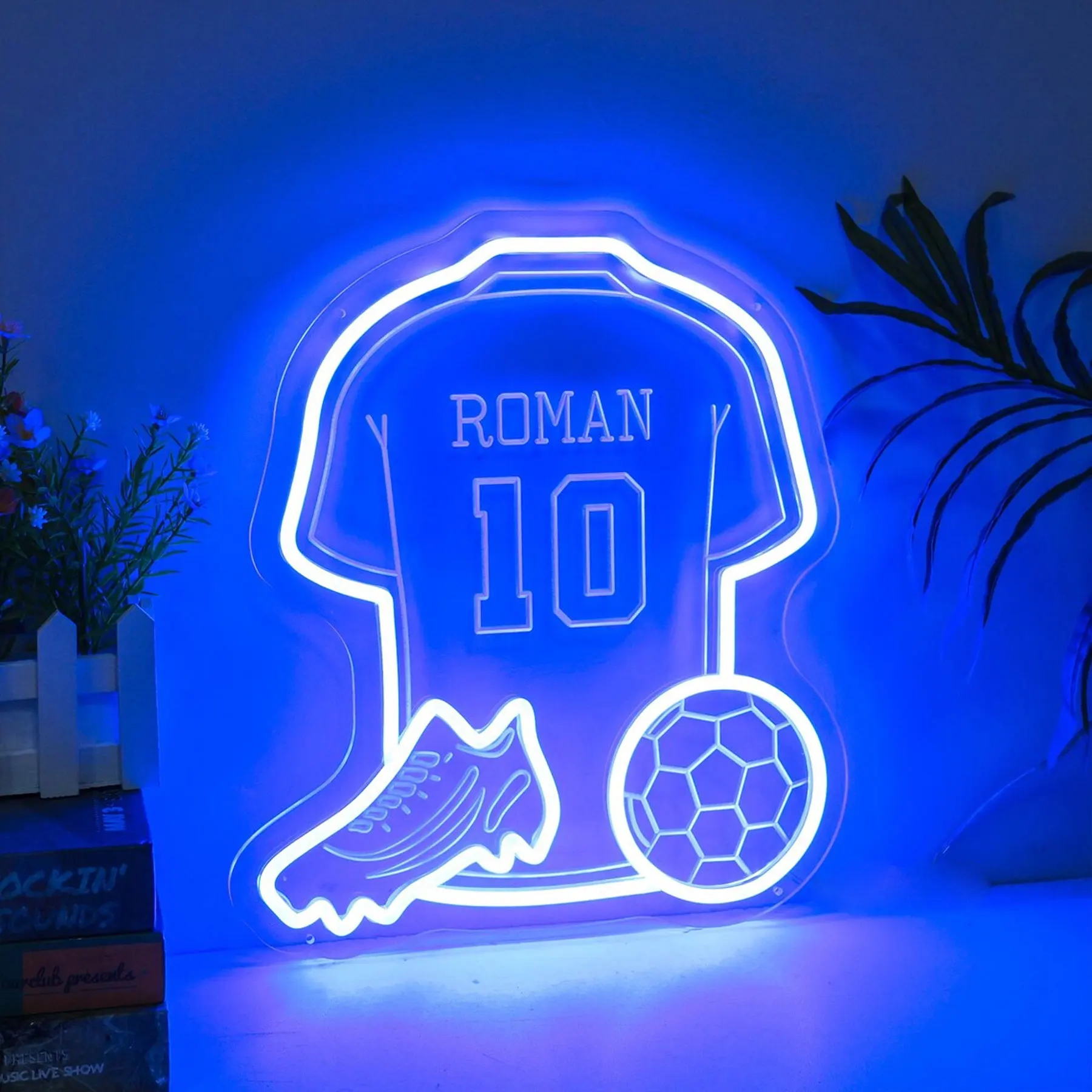 

Custom Soccer Ball Neon Sign Personalized Football Number Neon Game Room Wall Decor Player Gift Boys Bedroom Sport Sign Bar Neon