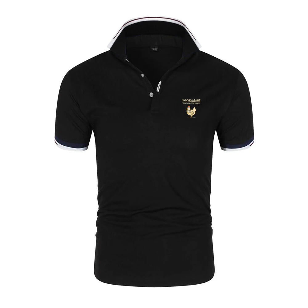 Chicken Game Don't Look At The Chicken Pattern 2025 Men New Six-color Polo Shirts Sport T-shirt Summer Fashion Short Sleeve
