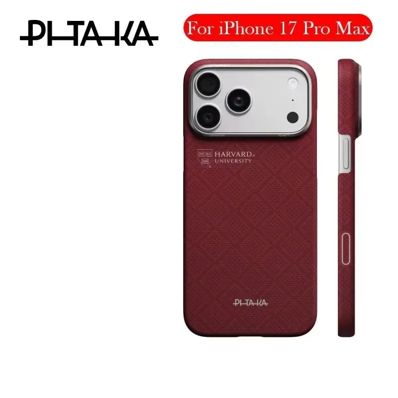 PITAKA Harvard Licensed Air Aramid Fiber Cover for IPhone 18 17 Pro Max Camera Button Magnetic Phone Case Protection Durable