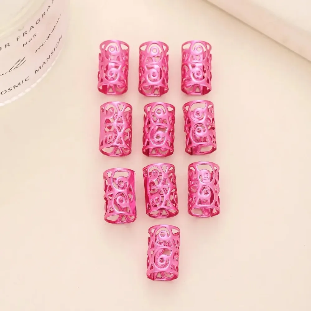 10Pcs Rose Viking Spiral 3D Charm Hair Tubes Braids Dread Dreadlock Beads Clips Cuffs Rings Jewelry Woman Hair Style Accessories view 4