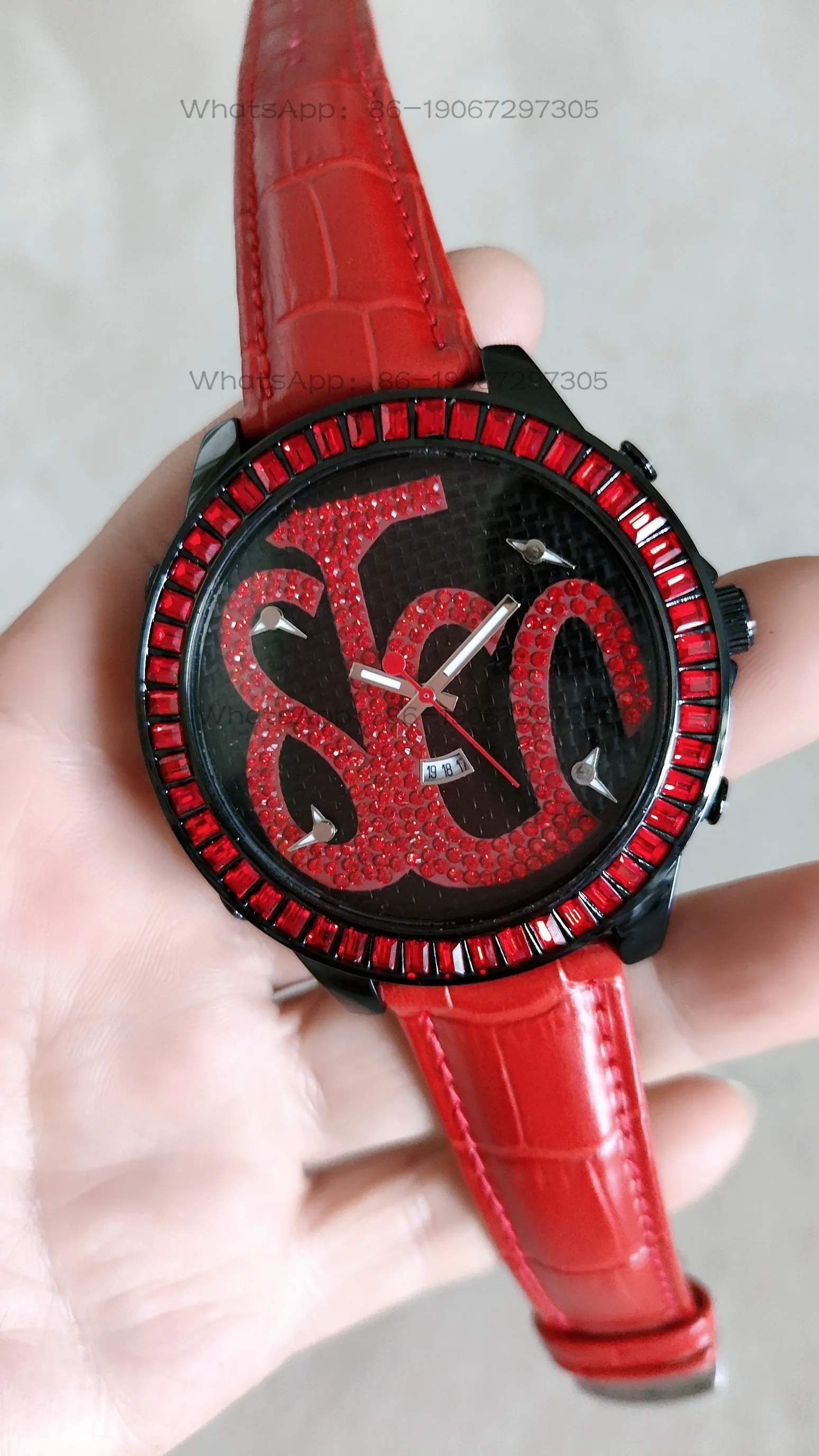 

Jieda plate five time zones men's watch non-mainstream hiphop hip-hop belt gold quartz watch
