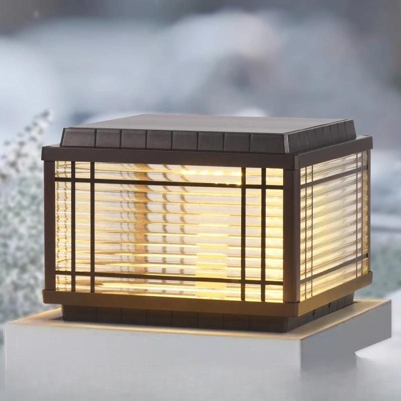 

Напольные светильники на солнечной колонке, уличные водонепроницаемые светильники для виллы, двора, дверной стол, настольные светильники, украшения для дома, светильники для дверного забора