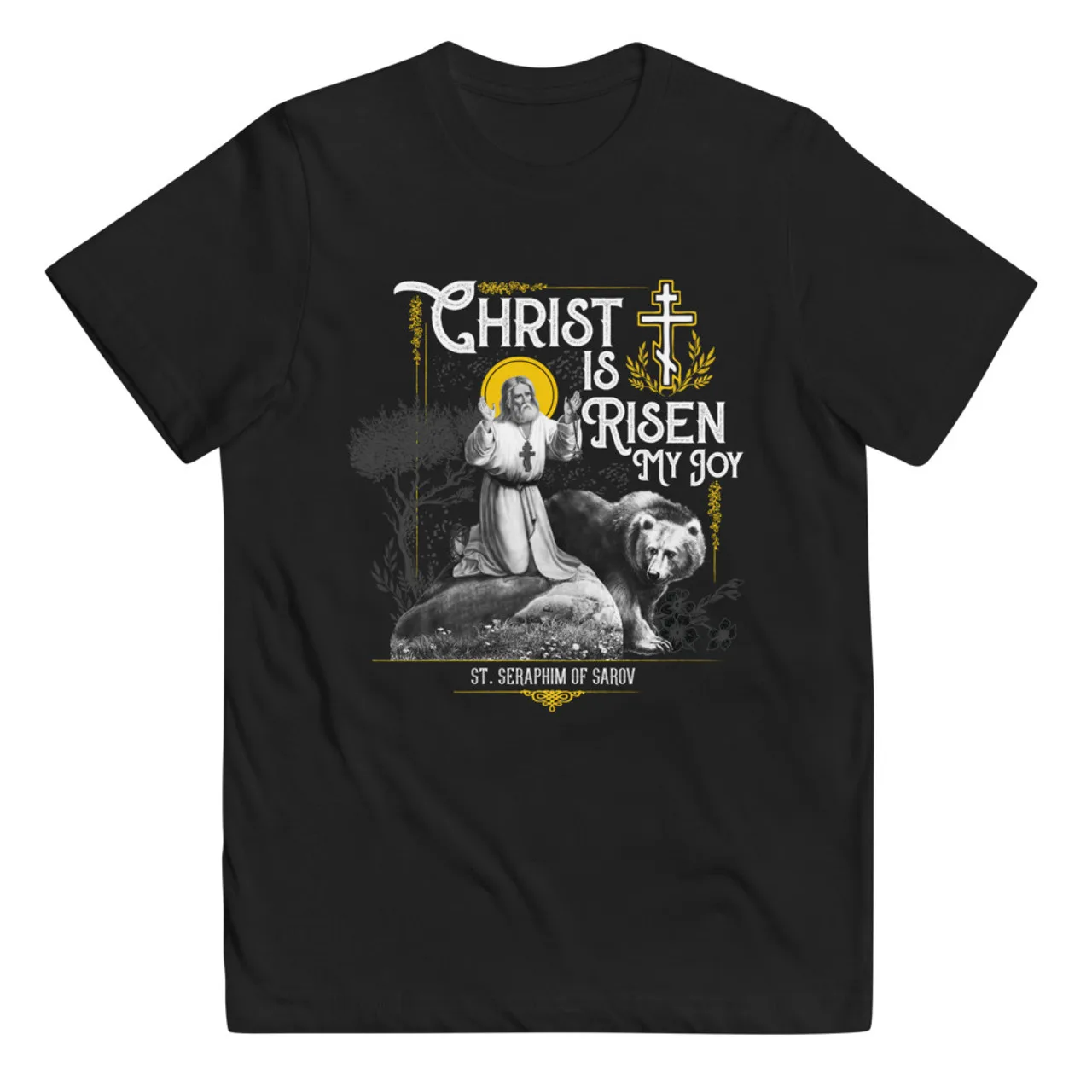 

St Seraphim Christ Is Risen T-Shirt 100% Cotton O-Neck Short Sleeve Summer Casual Mens T-shirt Streetwear