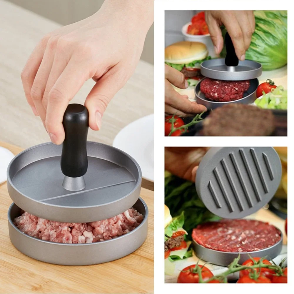 Burger Press Non-Stick Hamburger Patty Maker with Wax Paper Aluminum Burger Maker Mould Hamburger Press for Kitchen BBQ Grill