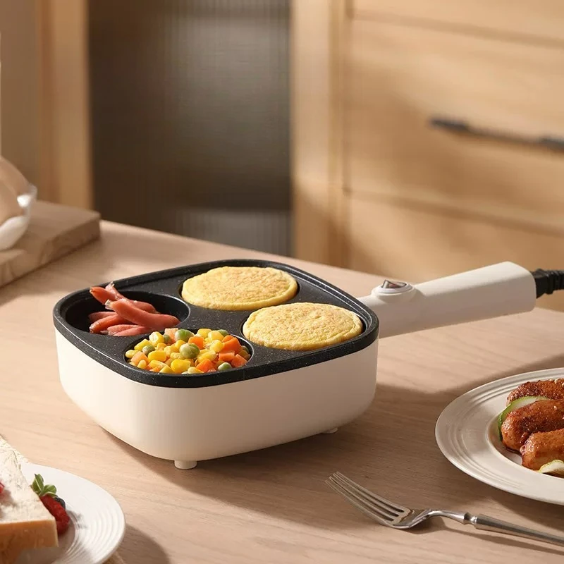 Egg burger pan fried non-stick flat bottom machine breakfast frying pan four holes fried egg three-in-one