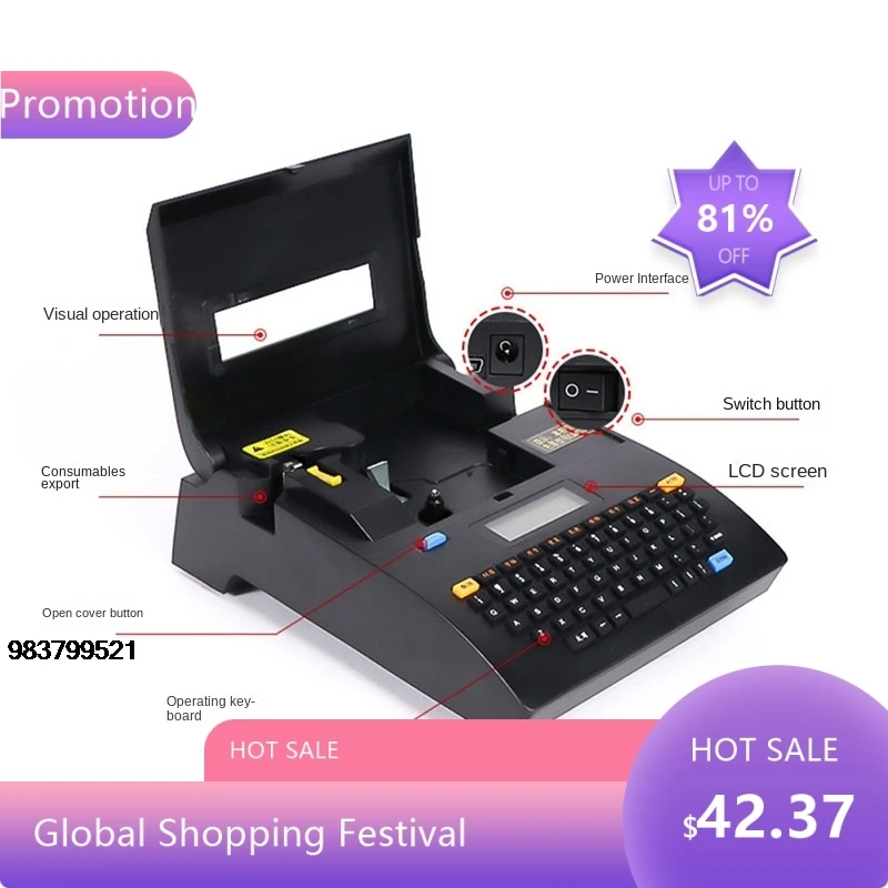 

1842Kablo Kimlik Yazıcısı + PC'ye Bağlanabilir Elektronik Yazı Makinesi Tüp Yazıcı Tel İşaretleme Makinesi Çizgi