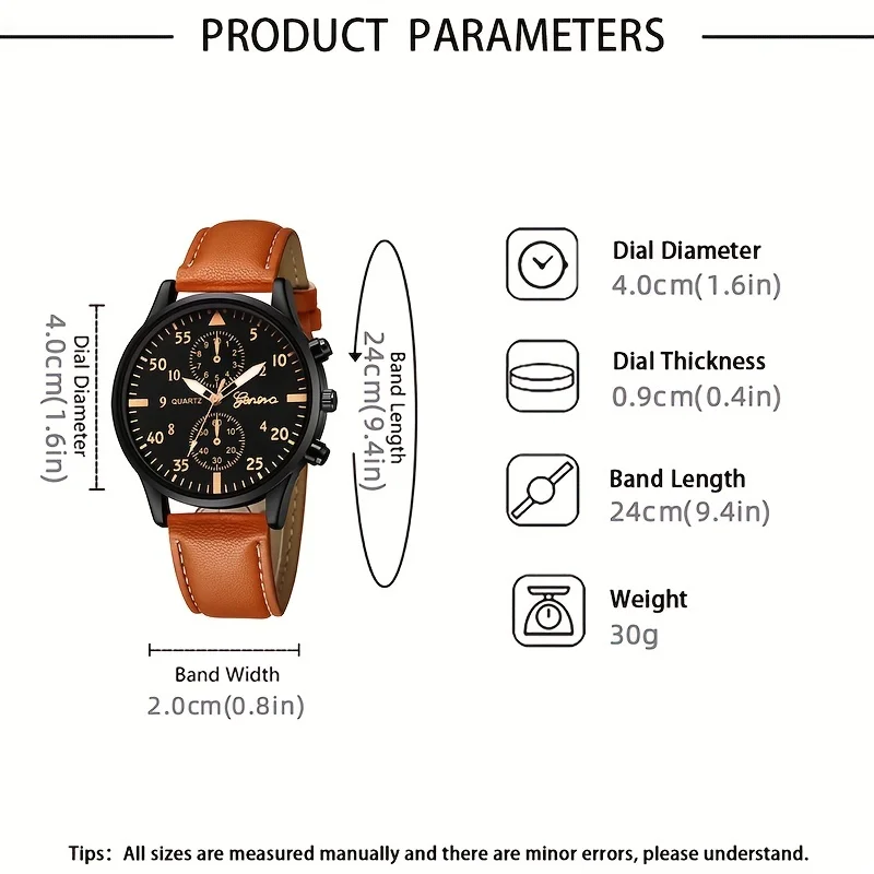 4-piece casual quartz watch set: fashion accessories, vintage bead bracelet braided bracelet, imitation leather watch set