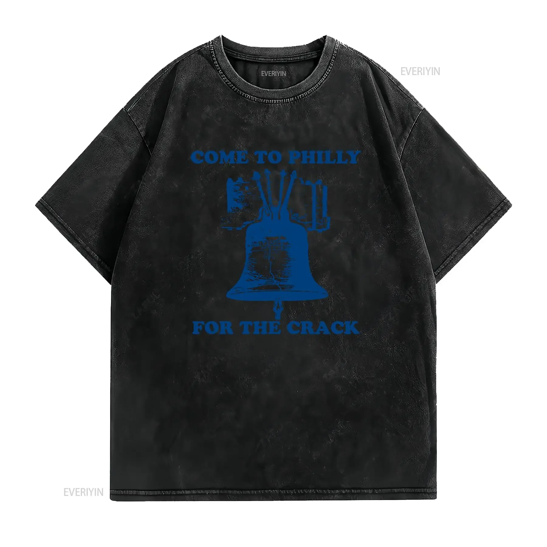 Funny Retro Philly Liberty Bell Slogan Print Streetwear T Shirt vintage Washed Stretched fashion designer clothes Breathable