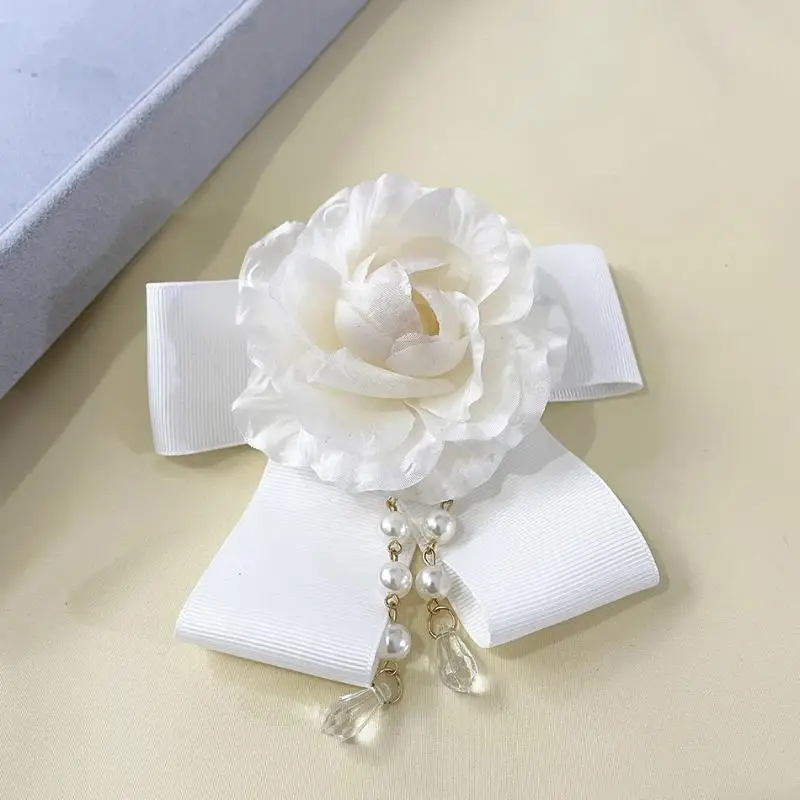 خمر الأسود كاميليا القوس بروش أنيقة رابطة عنق بروش الحداد دبابيس ملابس رسمية قميص طوق دبابيس مجوهرات الديكور