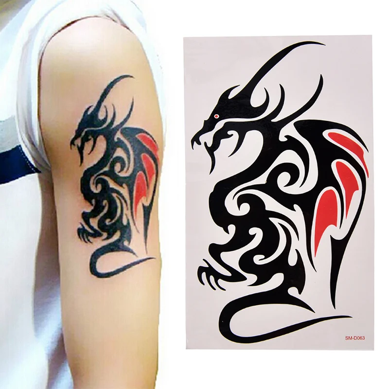 

Urineuty Waterproof Temporary Tattoo Sticker Body Art 10.5*6cm Dragon Tattoo Totem Water