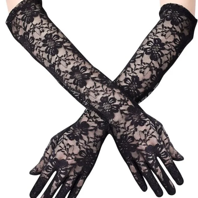 Summer Elegant Gloves sexy Anti-UV Elasticity Lace Women Long Driving Gloves White Black sunscreen Mesh Gloves Arm Warmer