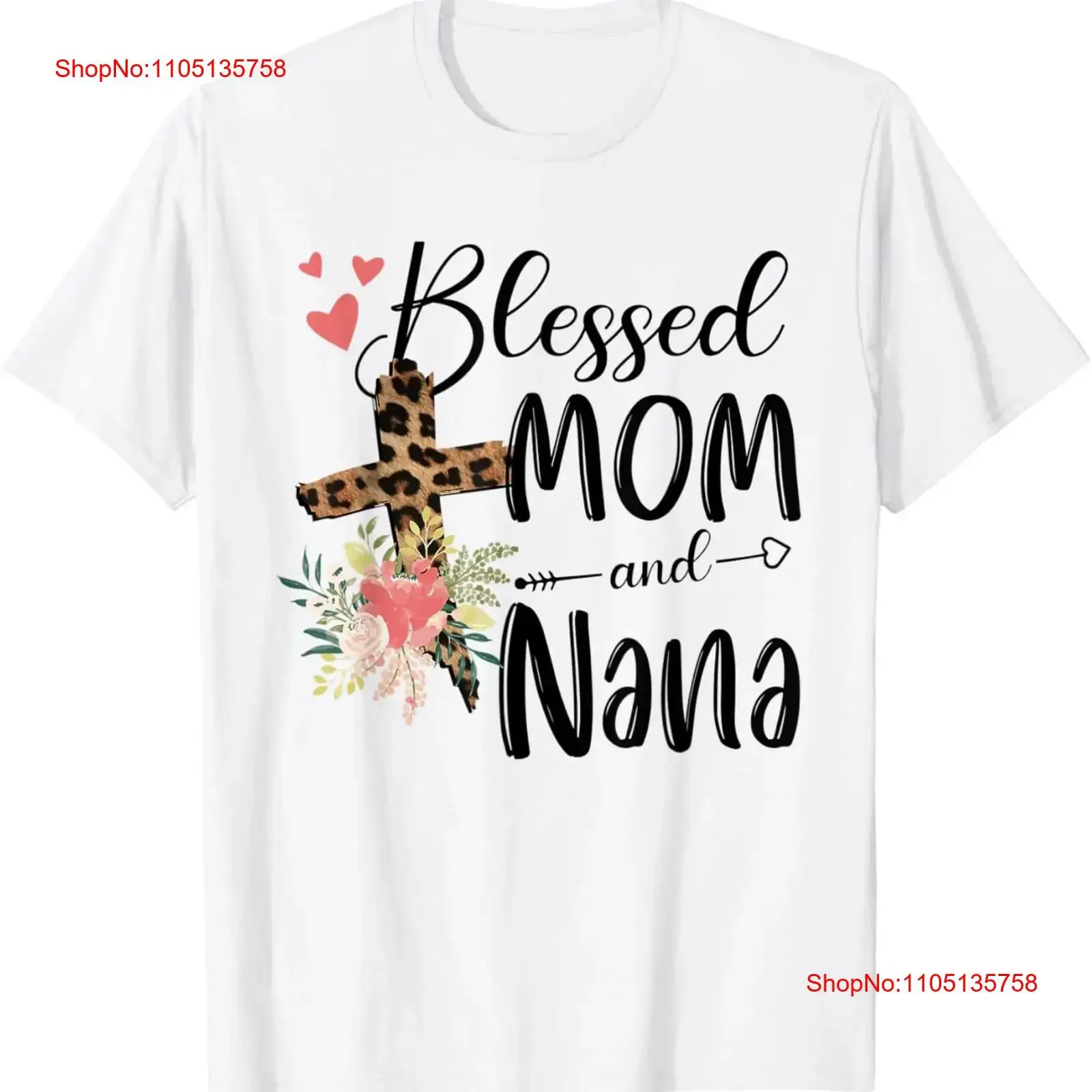 

Blessed Mom And Nana Flower Leopard T Shirt vintage Washed Casual Stylish graphic homme fashion Slightly Top For Everyday Wear
