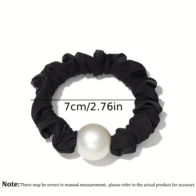 2pcs/set Pearl Skinny Scrunchies Hair Tie Elastic Hair Band Solid Color Soft Fabric Rubber Bands Women Hair Accessories