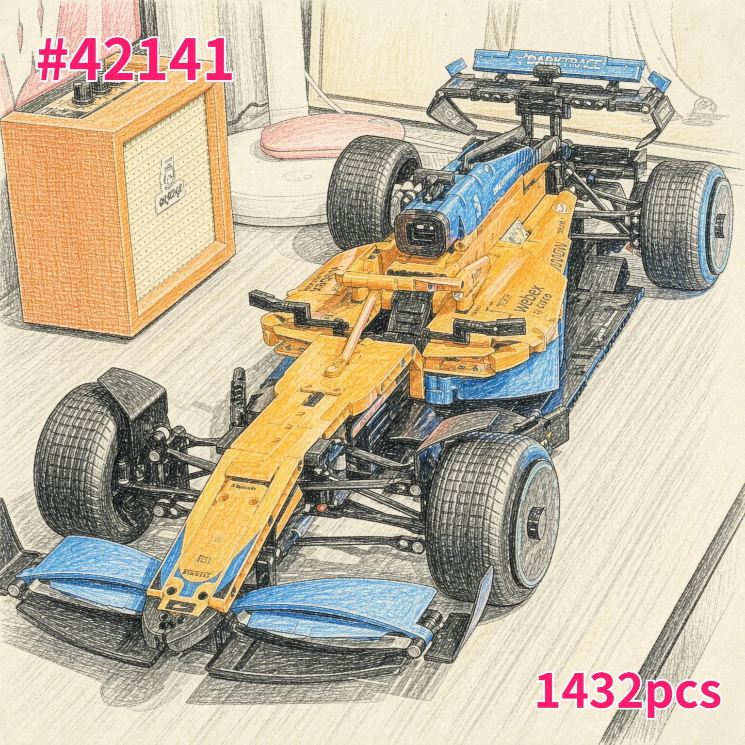 2026 NEW Technical Classic Performance 1432Pcs Orange Super Sports Car Building Blocks MOC DIY Assembly Model Set Gifts