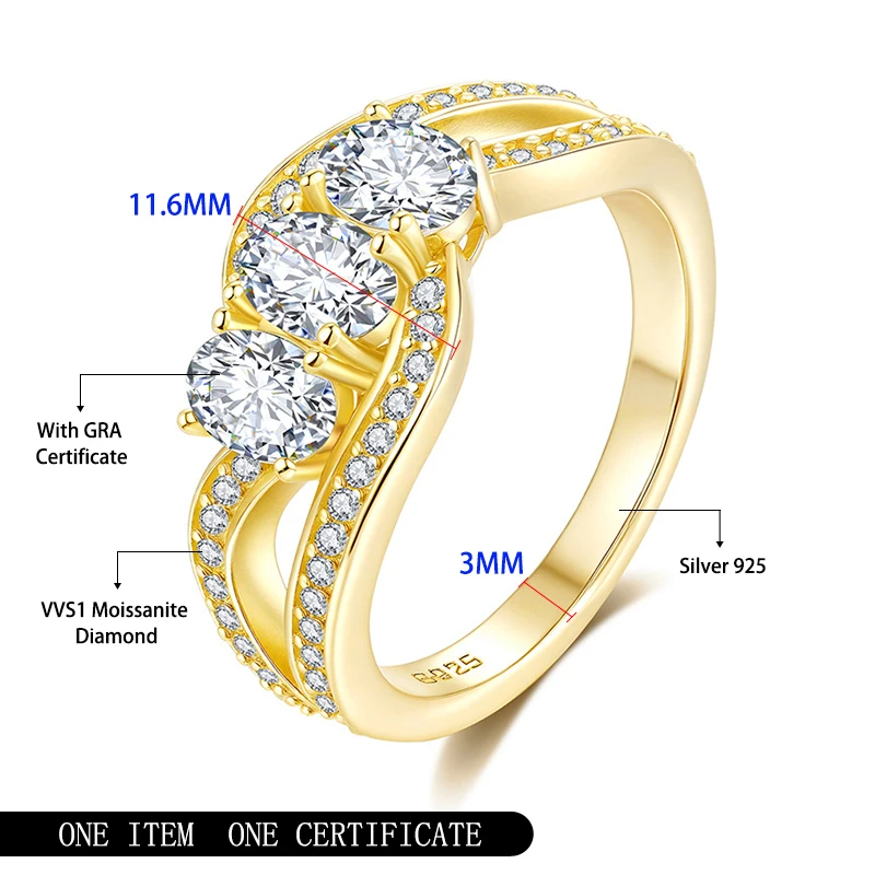 

925 Sterling Silver Rings Women Moissanite Luxury Jewelry Wedding Ring Personalized Valentine's Day Gift Designer Jewellery